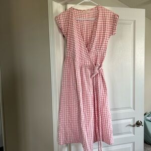 Little Cottonwood Pink Gingham Fern Wrap Dress